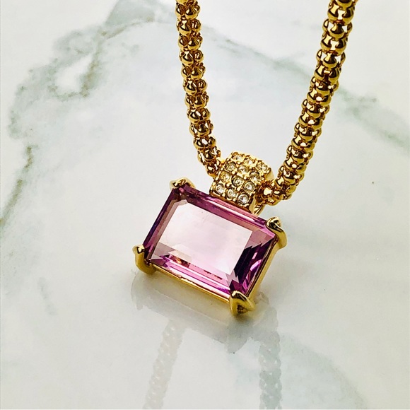 Vintage Swarovski Swan Purple Amethyst Crystal Pendant Rope Chain Necklace - Picture 9 of 10